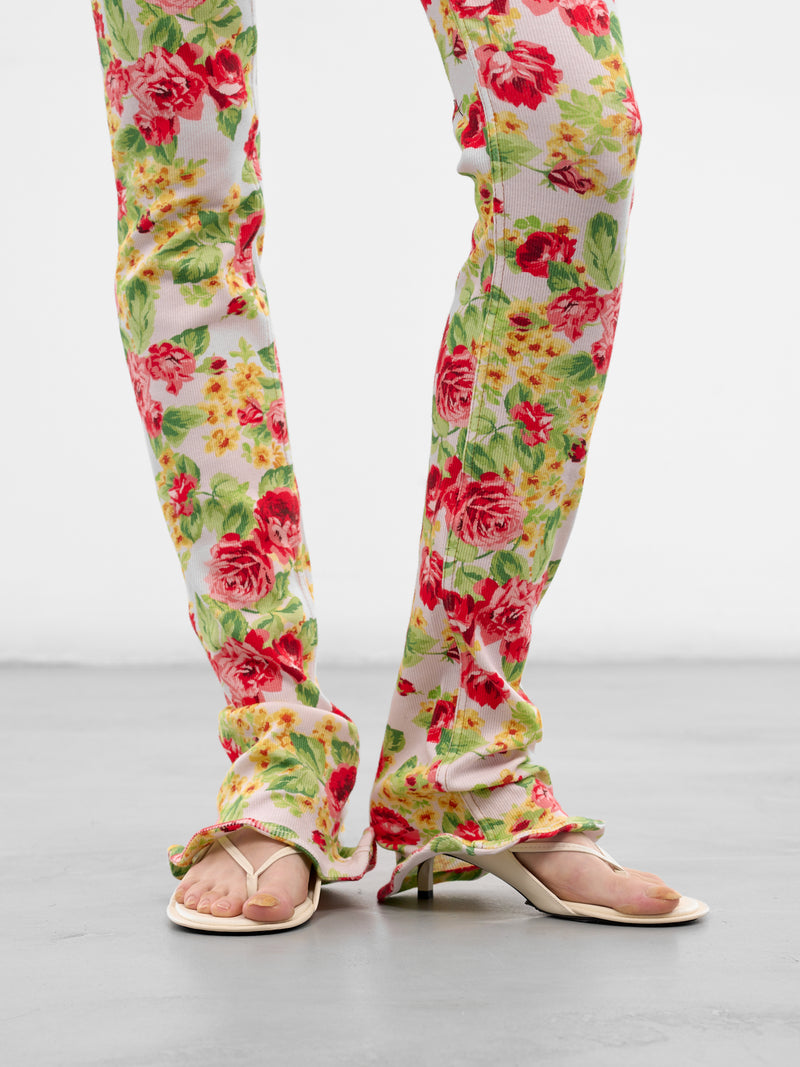 Floral Print Elongated Skinny Pants (FN-WN-TROU001593-PINK-MULTI)