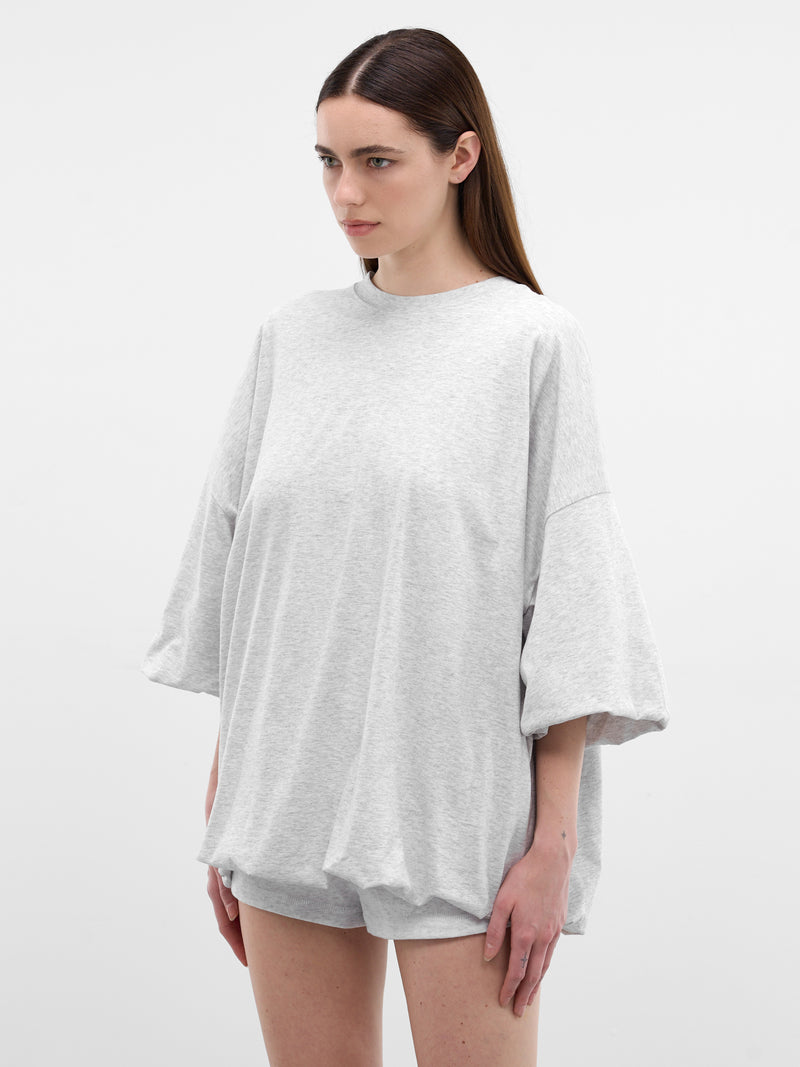 Oversized Gathered Hem Logo Tee (FN-WN-TSHI000761-GREY-MELANGE)
