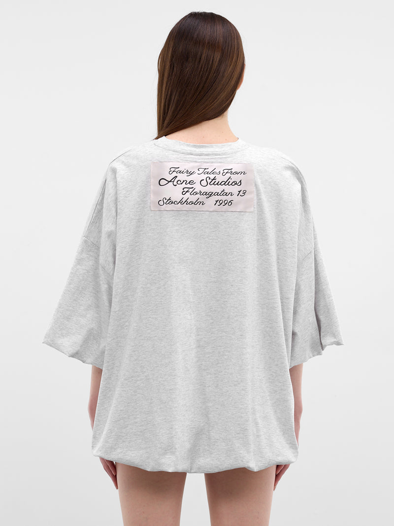 Oversized Gathered Hem Logo Tee (FN-WN-TSHI000761-GREY-MELANGE)