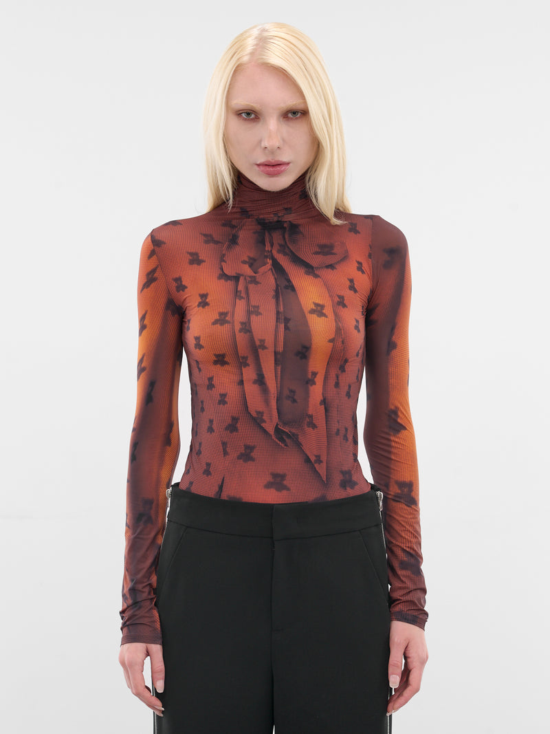 Brown Tropme L'oeil Printed Blouse (FN-WN-TSHI000805-RUST-BROWN)