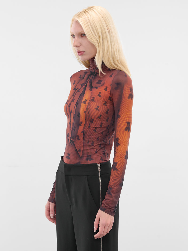 Brown Tropme L'oeil Printed Blouse (FN-WN-TSHI000805-RUST-BROWN)