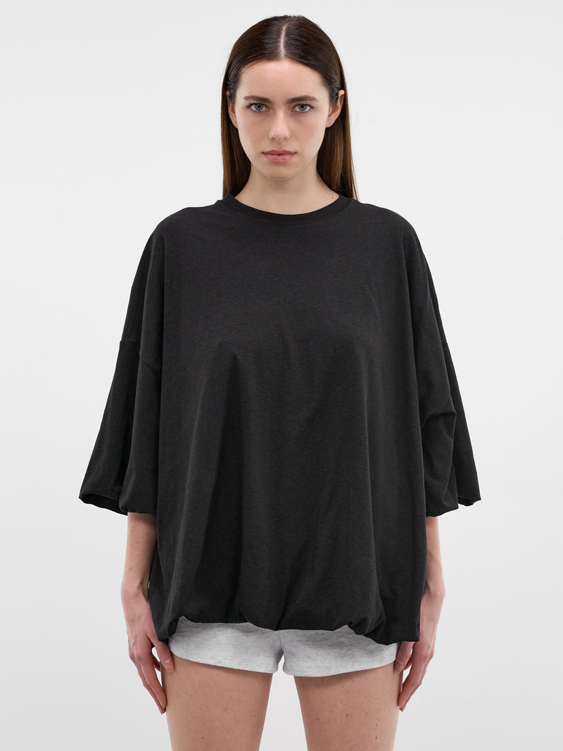 Oversized Gathered Hem Logo Tee (FN-WN-TSHI000869-BLACK)
