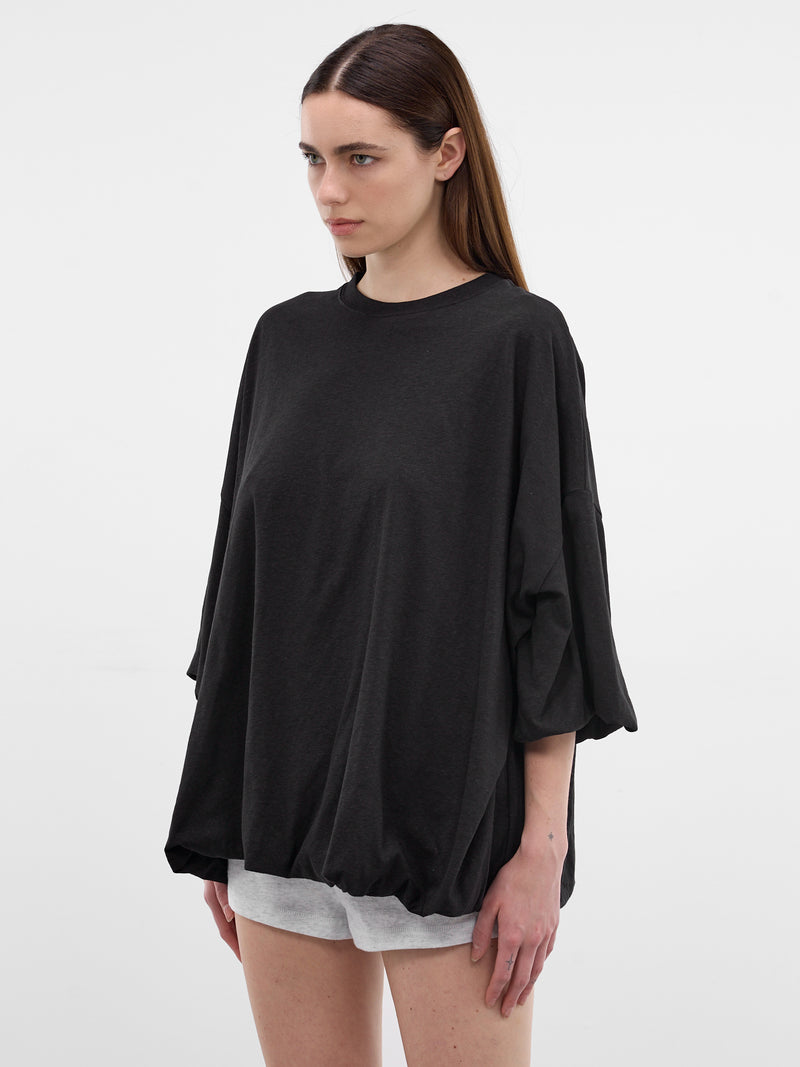 Oversized Gathered Hem Logo Tee (FN-WN-TSHI000869-BLACK)