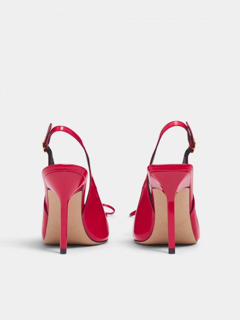 Red Leather Cubisto Slingback Heels (FOW00137AC18A03-RED)