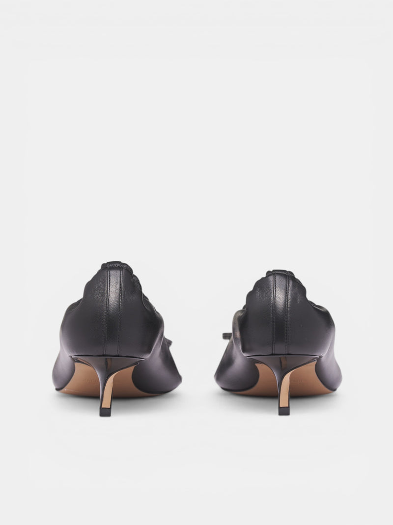 Black Leather Thong Pump Heels (FOW00204AC27L26-BLACK)