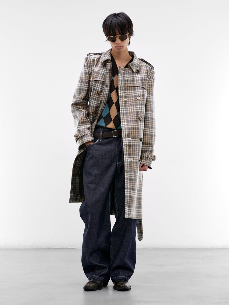 Foxfield CheckTrench Coat (FOXFIELD-CHALK-WHITE-TRUFFLE)