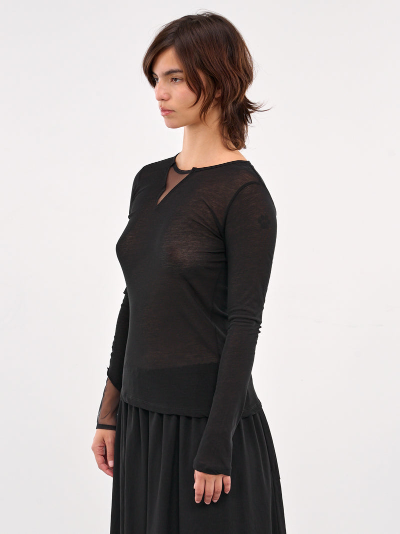 Kanade Diagonal Gauze Zigzag Tee (FP-T24-077-2-BLACK)