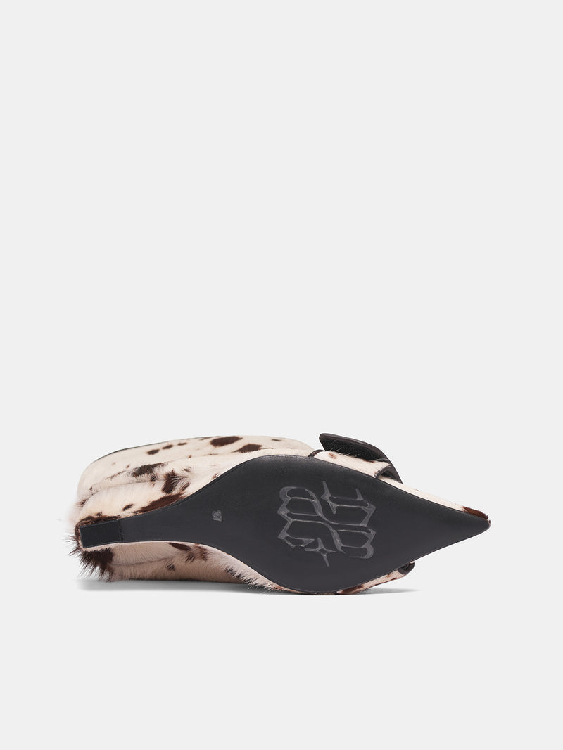 White Cow Print Wide Boots (FT-01-COW-PATTERN-OFFWHITE-BRO)