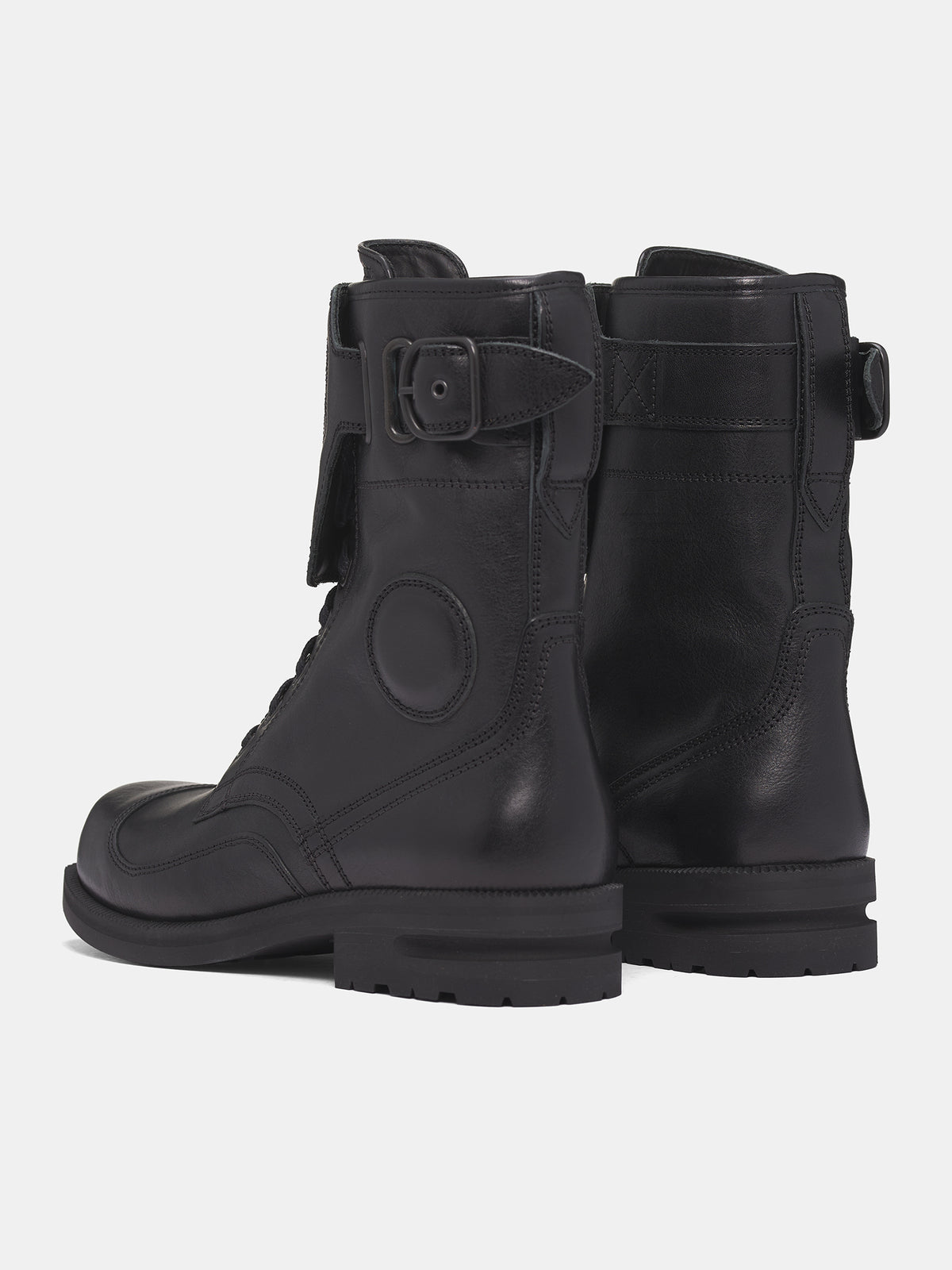 Black Leather Fitz Military Boots (FT01-156-PETROL-BLACK)