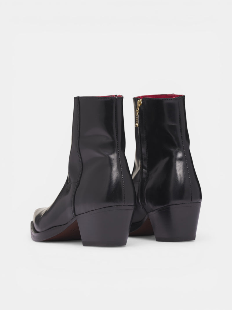 Black Leather Western Zip Boots (FT01H-LE01-BLACK-S26)