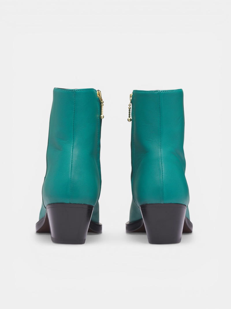 Green Leather Western Zip Boots (FT01H-LE67-JADE-GREEN)