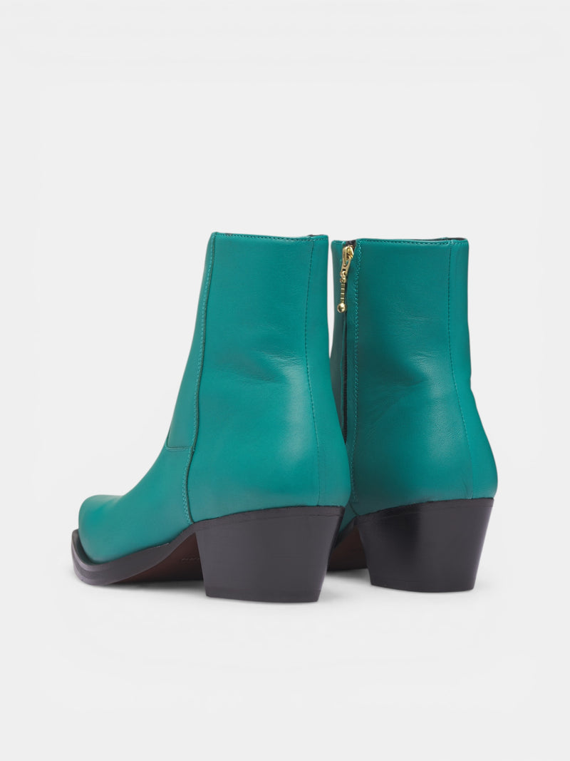 Green Leather Western Zip Boots (FT01H-LE67-JADE-GREEN)