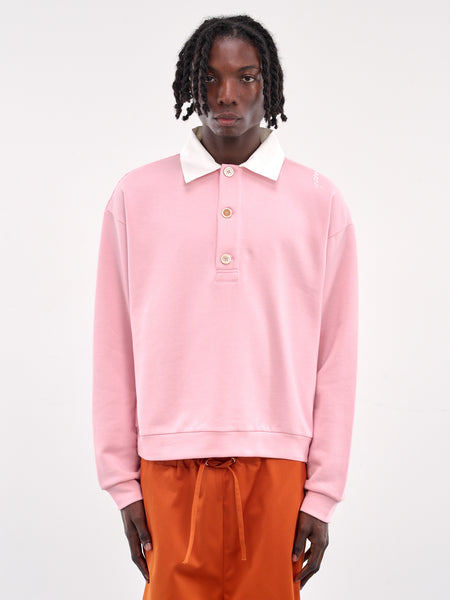 herlipto Embroidery Polo Sweatshirt ピンク herlipto Embroidery Polo Sweatshirt ピンク