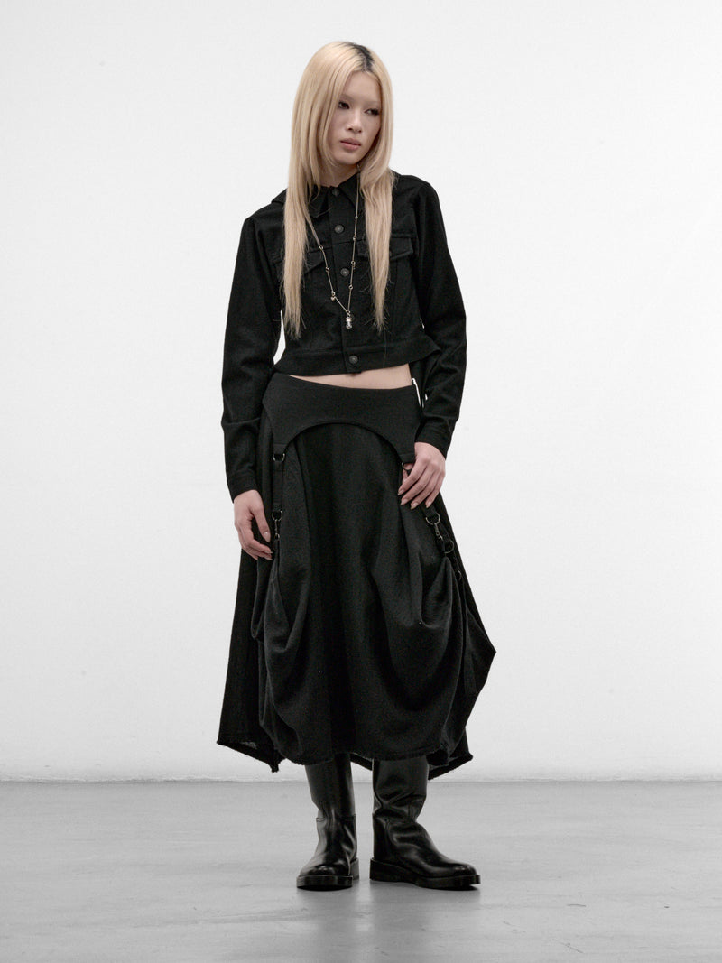 Black Cropped Keyhole Jacket (Black FW-J64-106-BLACK)