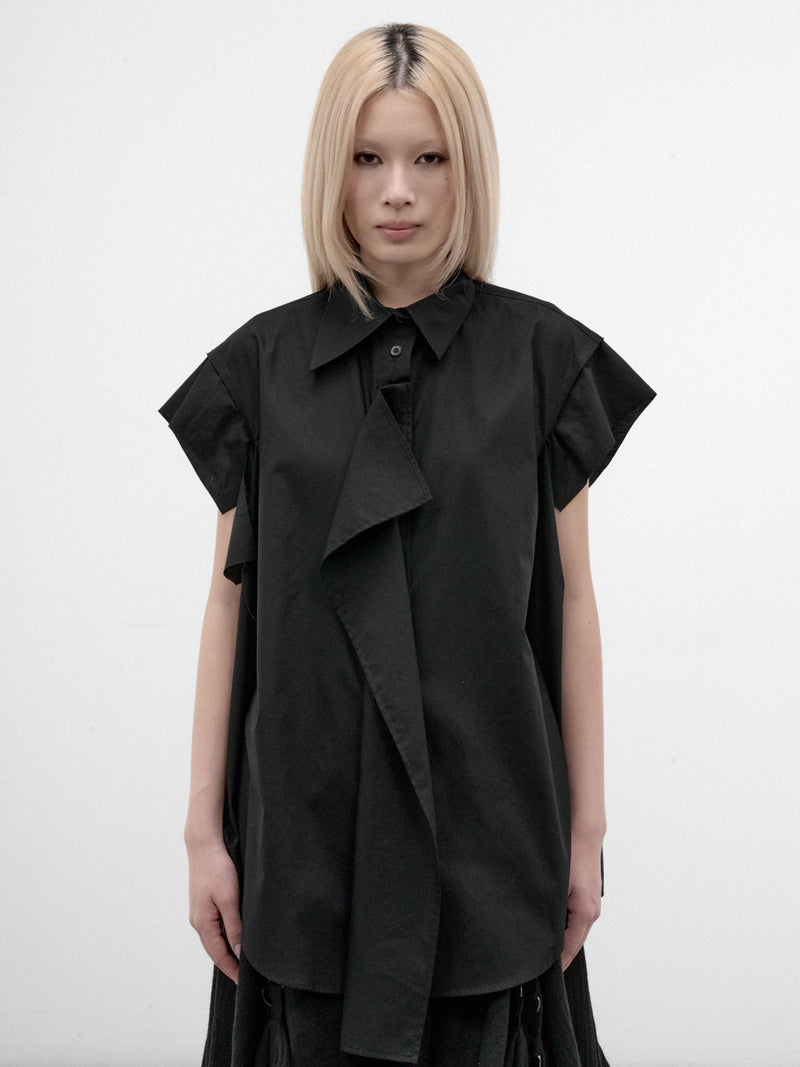 Black Asymmetric Drape Top (FW-B64-002-BLACK)
