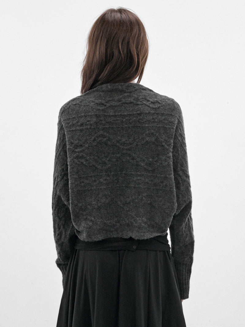 Charcoal Cable-Knit Bolero (FW-K35-196-1-CHARCOAL)