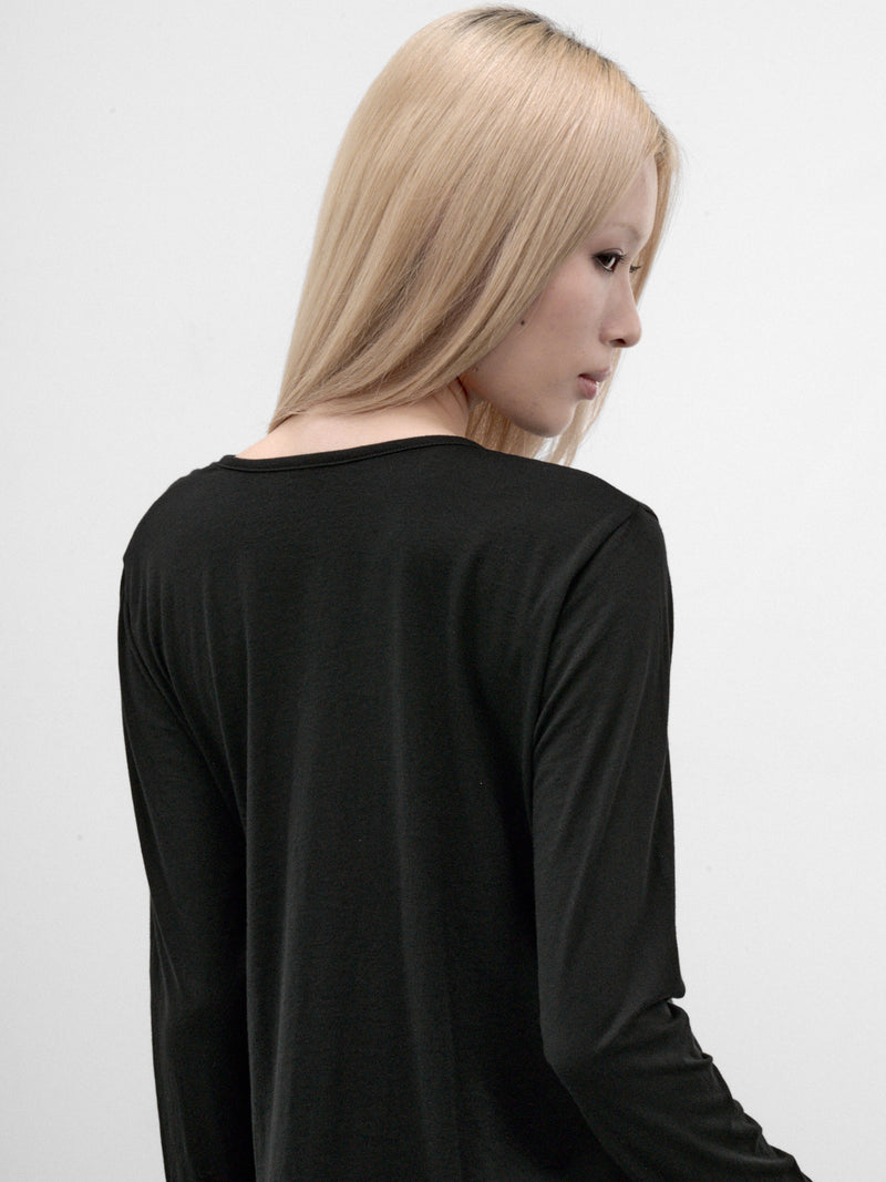 Black Asymmetric Wrap Long Sleeve (FW-T04-071-BLACK)