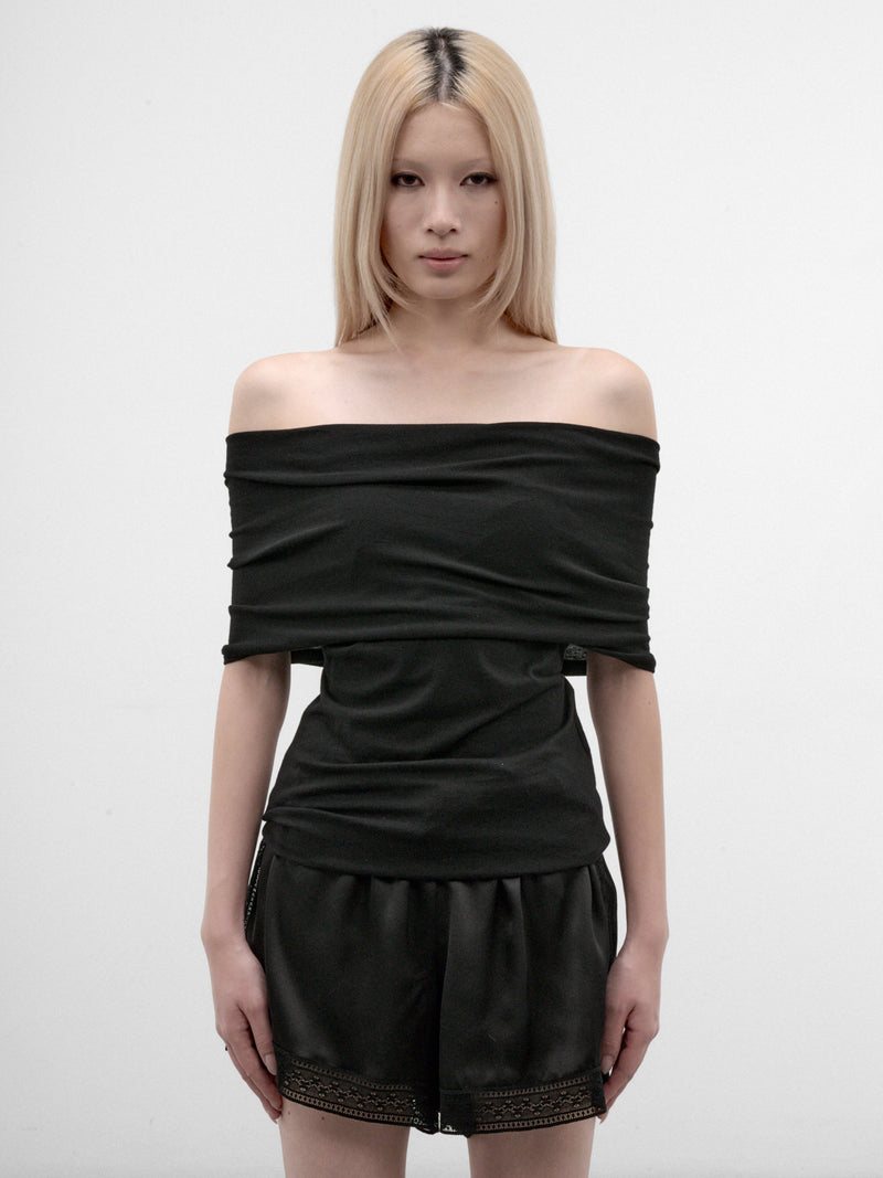 Black Off-Shoulder Cotton Top (FW-T06-072-BLACK)