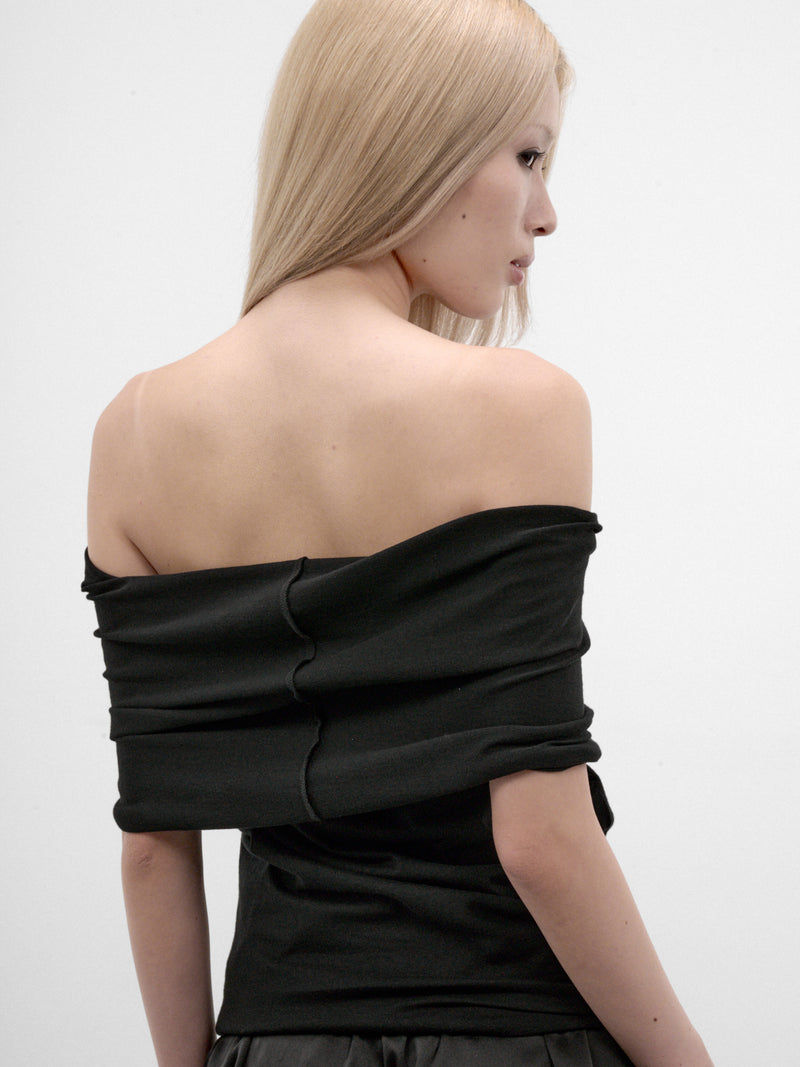 Black Off-Shoulder Cotton Top (FW-T06-072-BLACK)