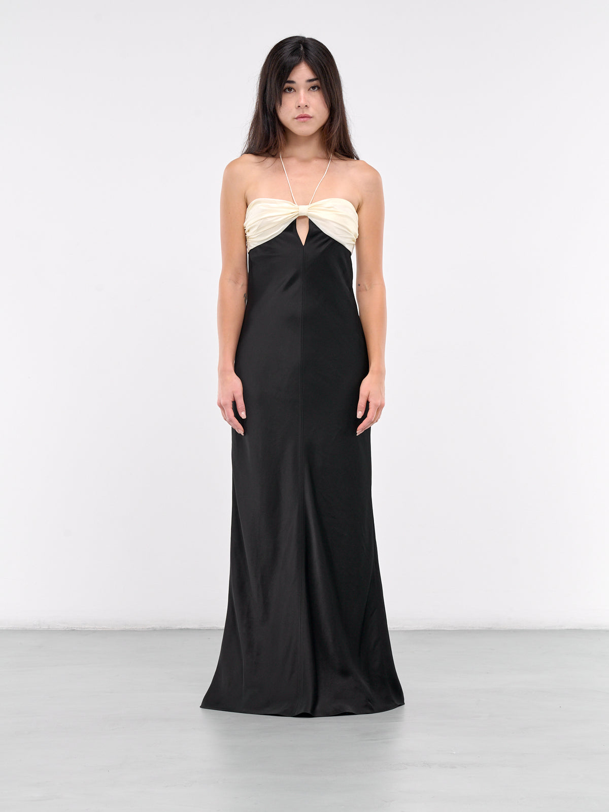 Halterneck Maxi Dress (FW2420-BLACK-IVORY)