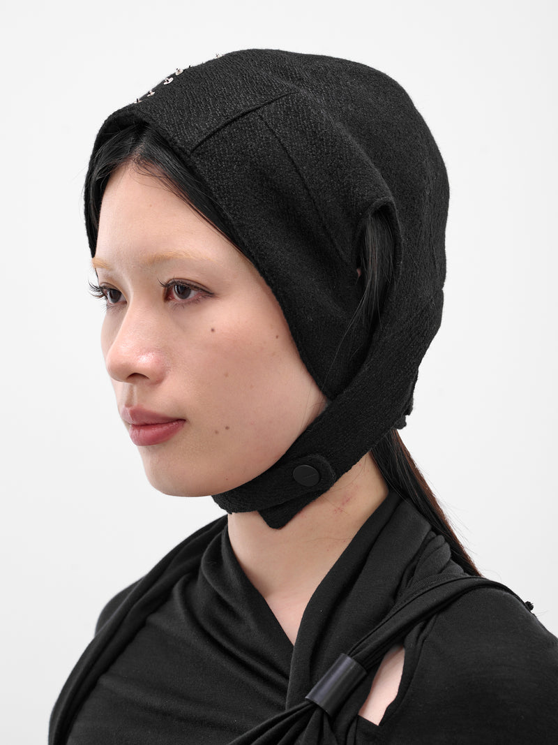 Black Beaded Aviator Hat (FW25-AC4K-BLACK)