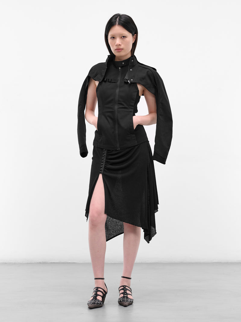 Black Double Layered Moto Jacket (FW25-JK3K-BLACK)