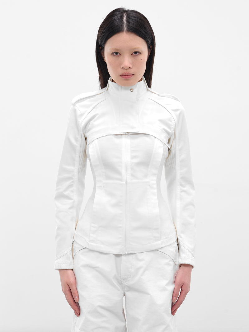 White Double Layered Moto Jacket (FW25-JK3W-WHITE)