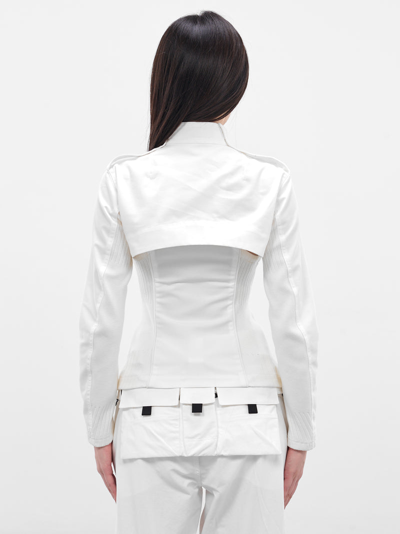 White Double Layered Moto Jacket (FW25-JK3W-WHITE)