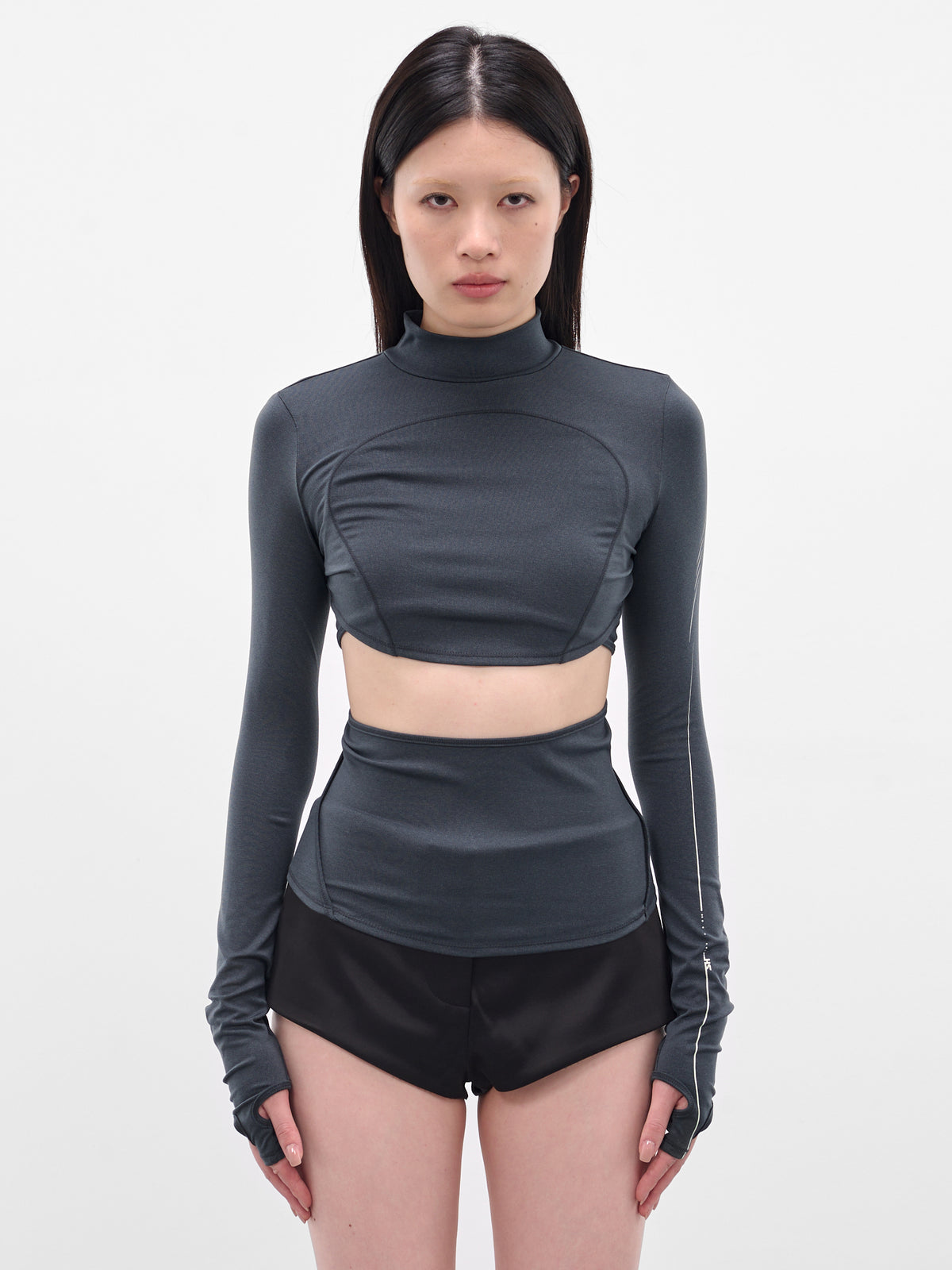 Charcoal Double Layer Crop Top (FW25-TS3CH-CHARCOAL)