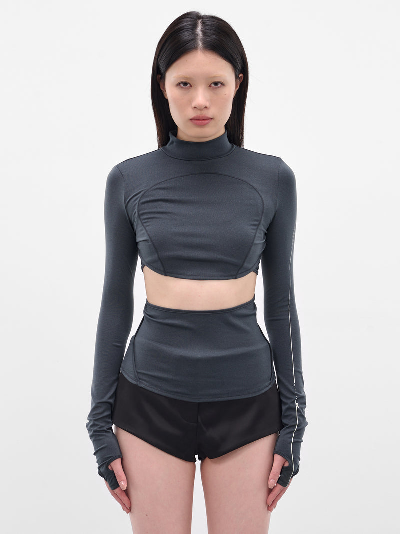 Charcoal Double Layer Crop Top (FW25-TS3CH-CHARCOAL)
