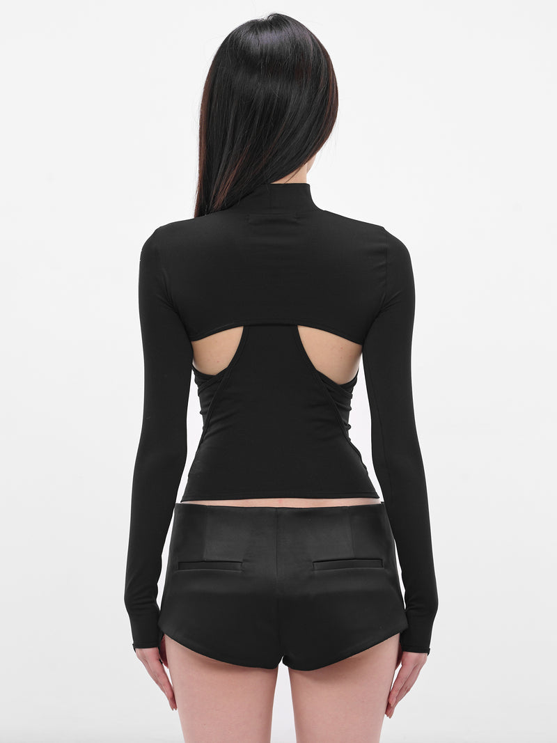 Black Double Layer Crop Top (FW25-TS3K-BLACK)
