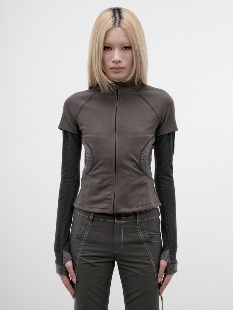 Gray Layered Zip Top (FW26-TS1SG-SMOKY-GREY)