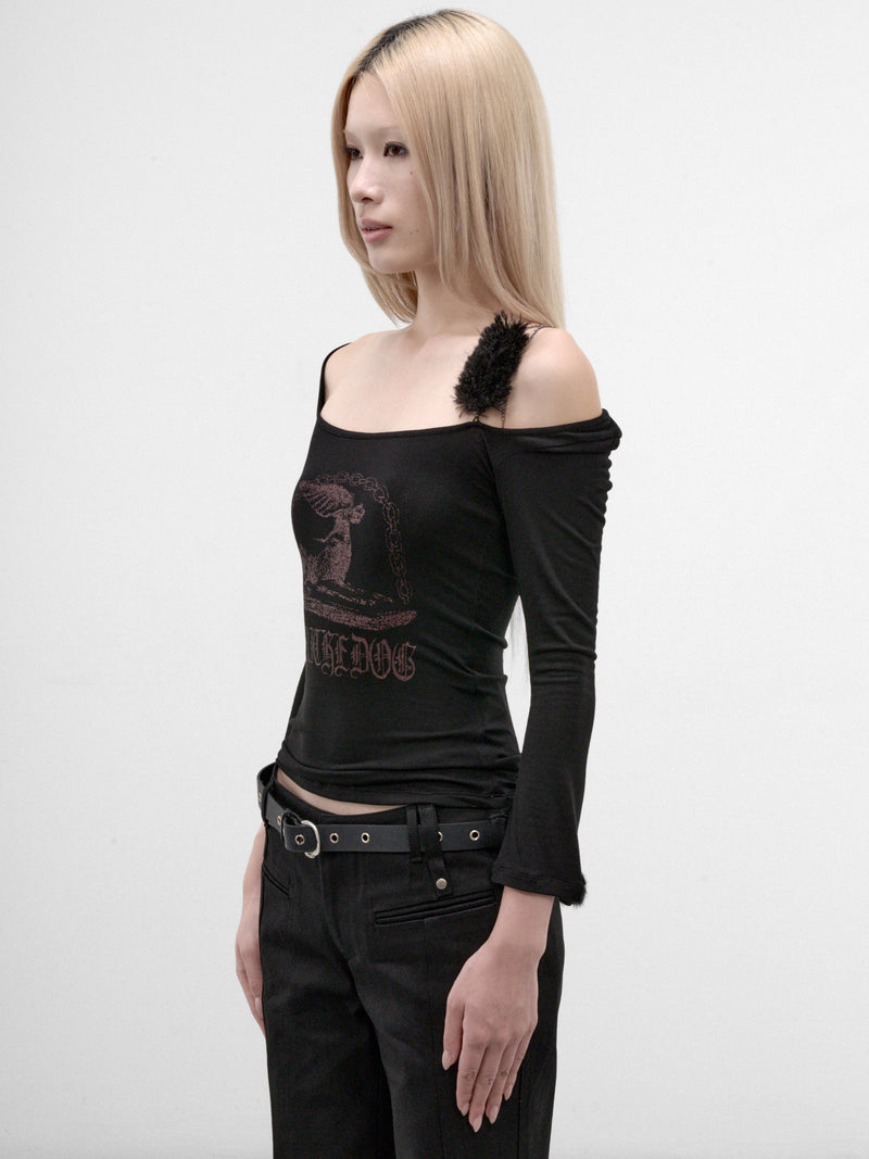 Black Fur Strap Top (FW26-TS6K-BLACK)