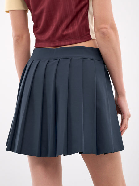 【WONDER WONDER】Muggs Basic Pleated Mini Skirt Harding color combination ribbon pumpkin puff mini skirt