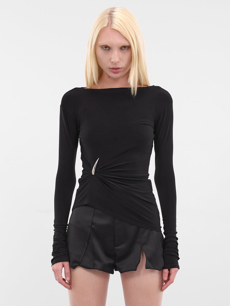 Black Claw Draped Long Sleeve (G1202-BLACK)