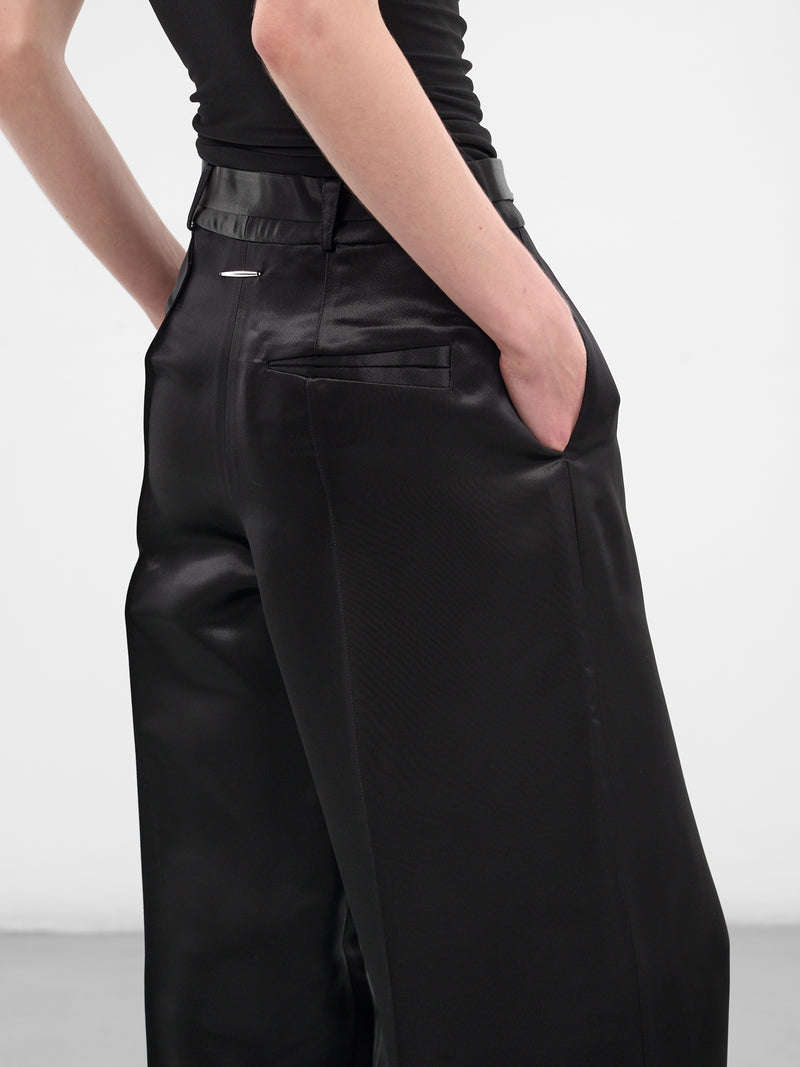 Black Liquid Satin Wide Trousers (G3101-BLACK)
