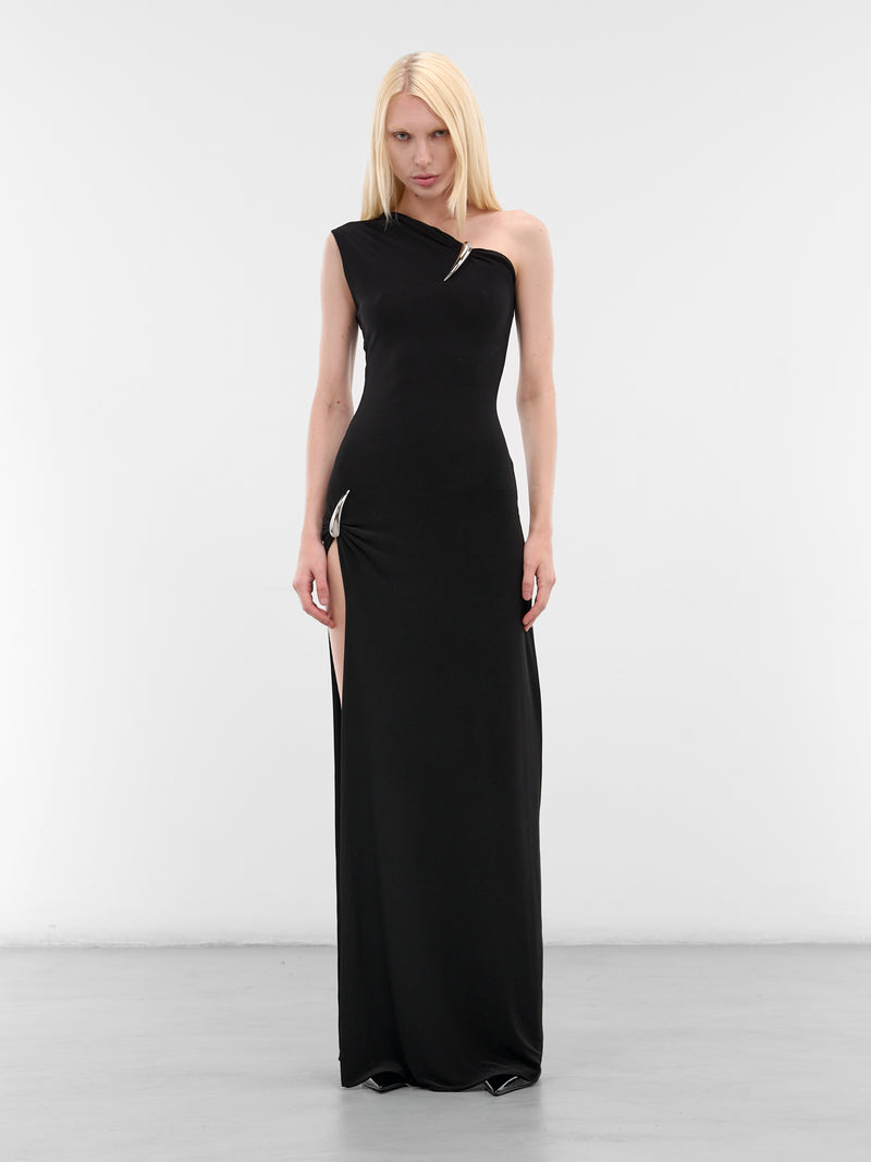 Black Claw Off-Shoulder Maxi Dress (G5203-BLACK)