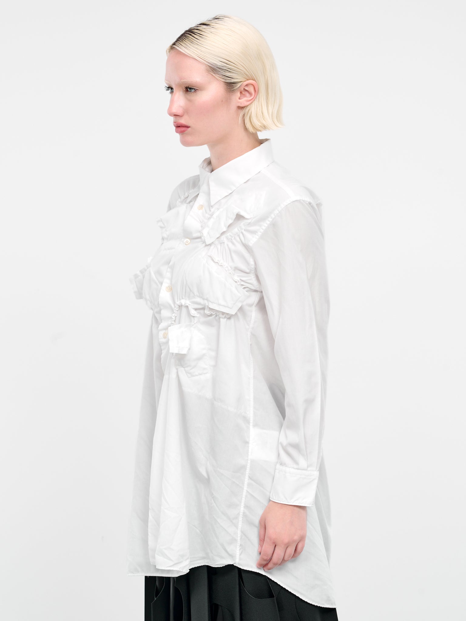 Ruched Longline Shirt (GM-B002-051-WHITE)
