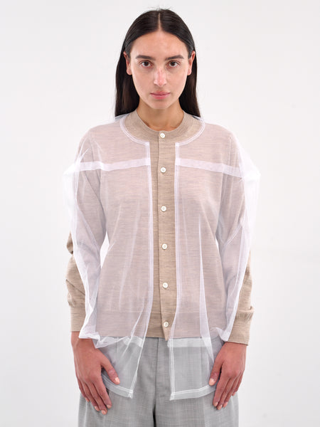 Layered Cardigan (GO-B018-BEIGE-WHITE)