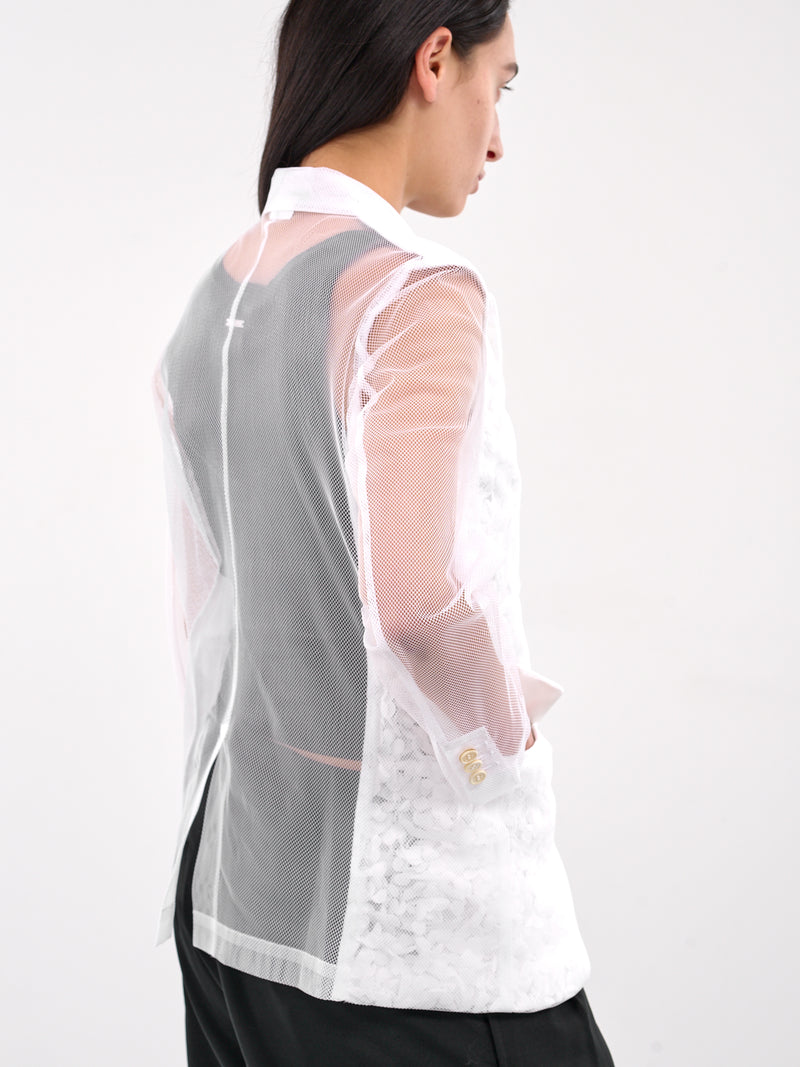 Mesh Layered Floral Blazer (GO-J005-WHITE)