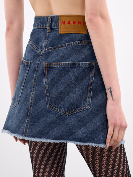 スカート MARNI Denim Mini Skirt Striped Denim Mini Skirt (GOJD0457Y0-USCX36-BLUE)
