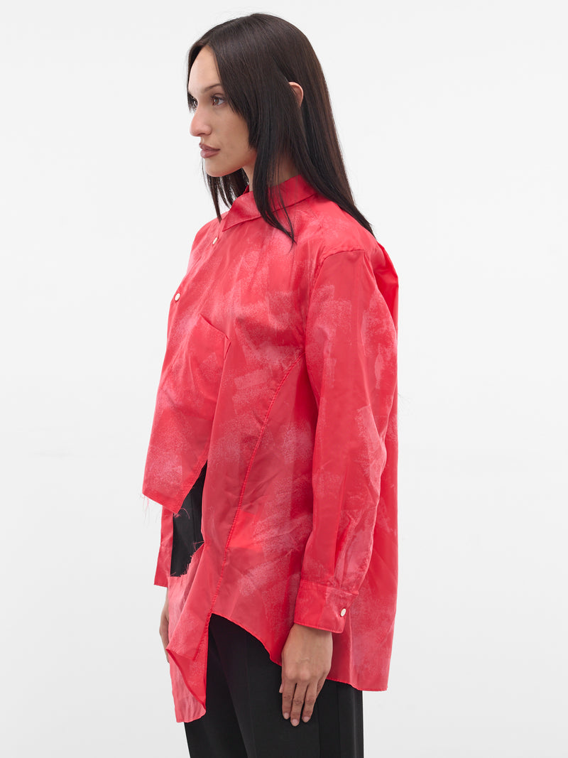 Red Asymmetric Deconstructed Button-Up Shirt (GP-B006-W25-RED)