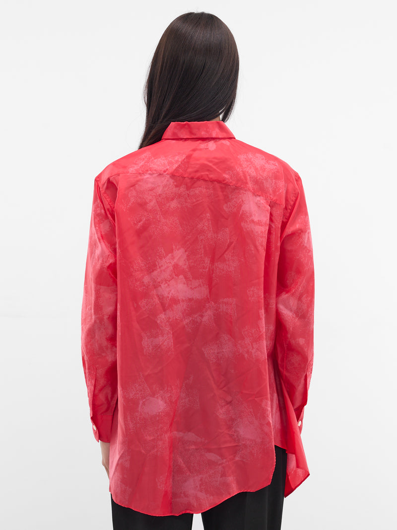 Red Asymmetric Deconstructed Button-Up Shirt (GP-B006-W25-RED)