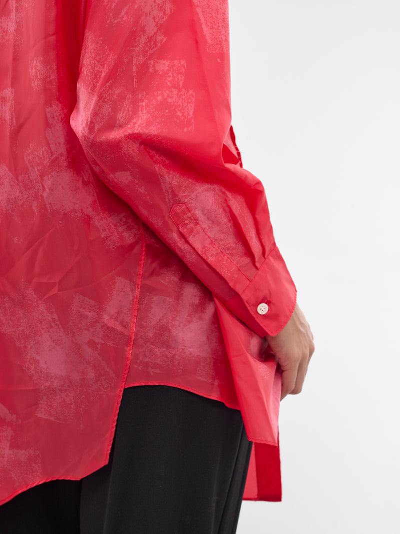 Red Asymmetric Deconstructed Button-Up Shirt (GP-B006-W25-RED)