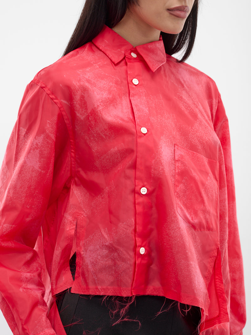 Red Asymmetric Deconstructed Button-Up Shirt (GP-B006-W25-RED)
