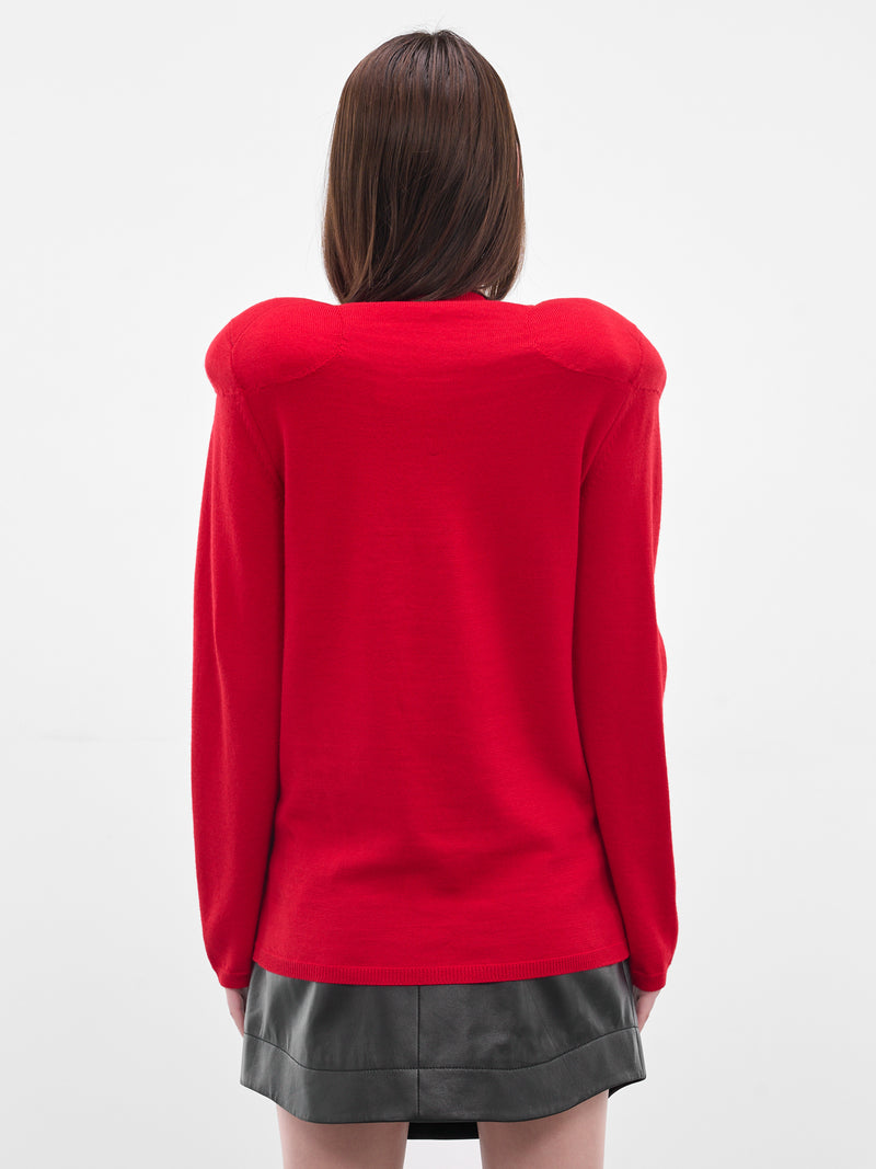 Red Wool Padded Shoulder Sweater (GP-N003-051-3-RED)