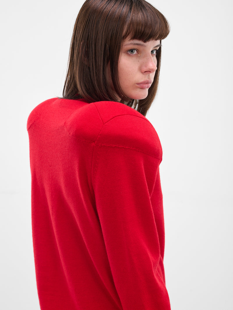Red Wool Padded Shoulder Sweater (GP-N003-051-3-RED)