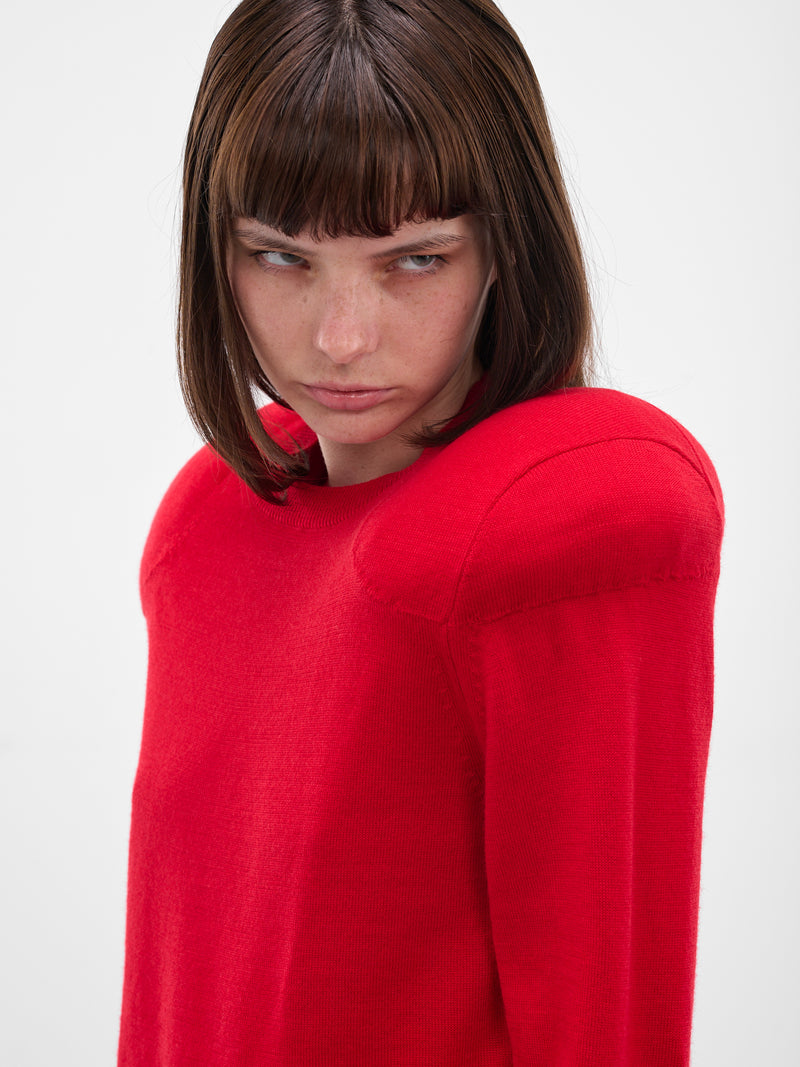 Red Wool Padded Shoulder Sweater (GP-N003-051-3-RED)