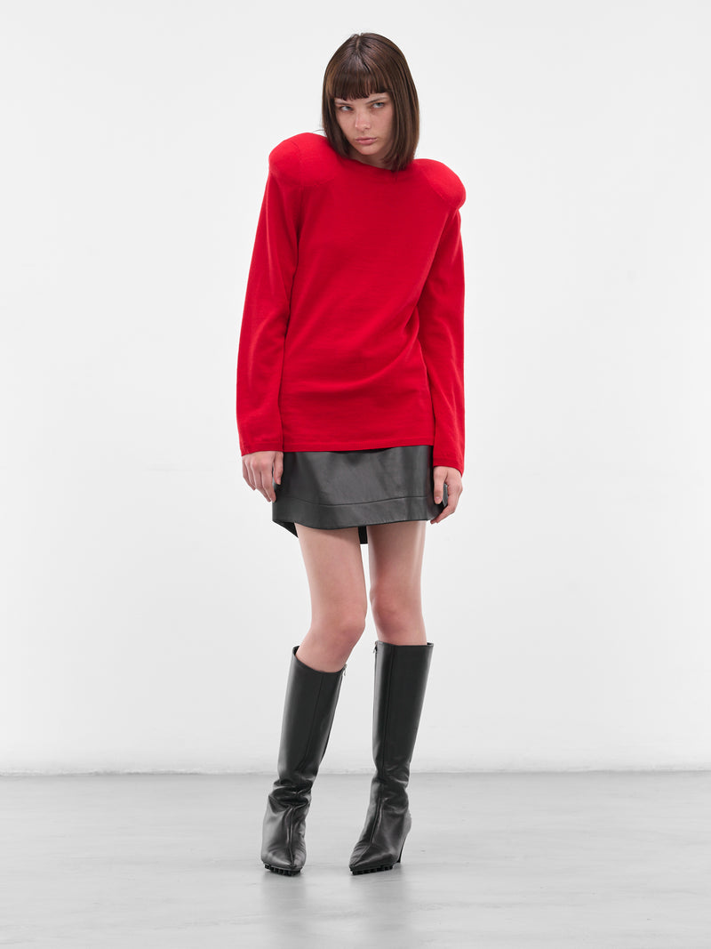 Red Wool Padded Shoulder Sweater (GP-N003-051-3-RED)