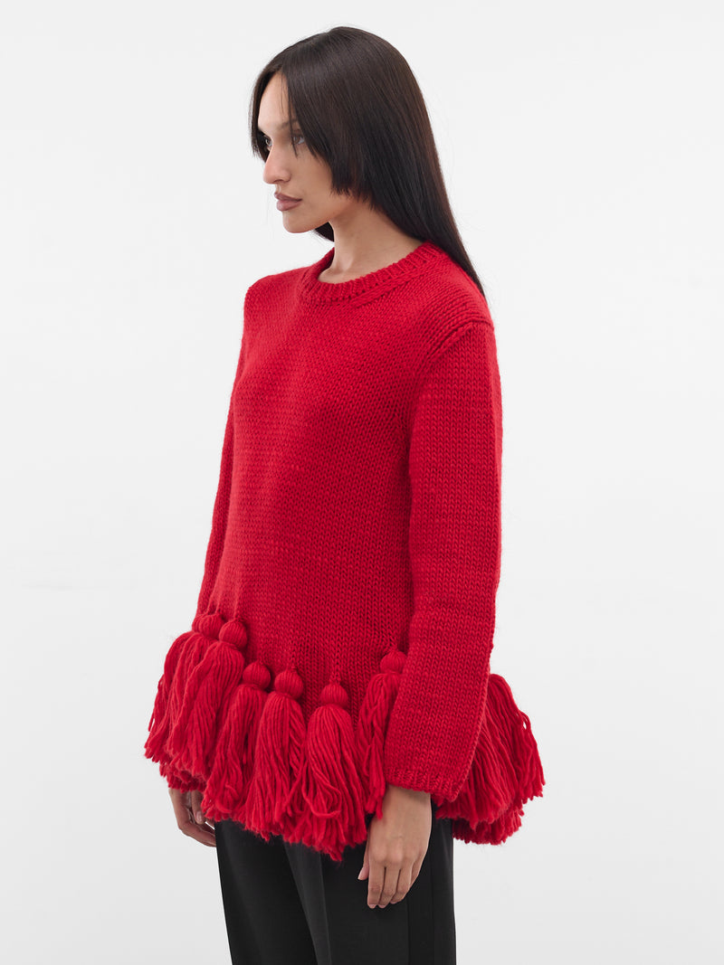 Red Wool Knit Tassel Sweater (GP-N016-W25-RED)